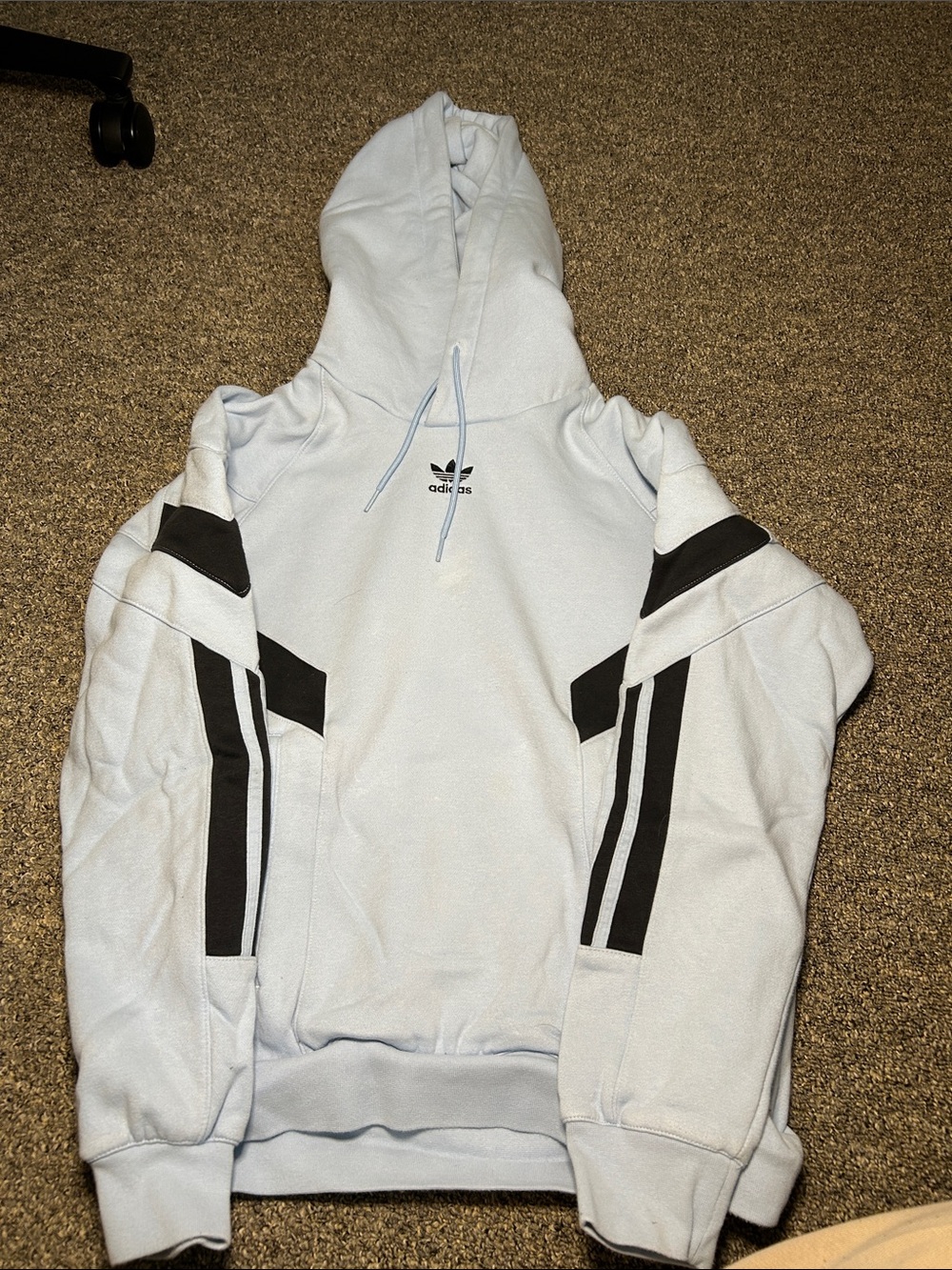 Adidas Light Blue Hooded Sweatshirt with Black Accent